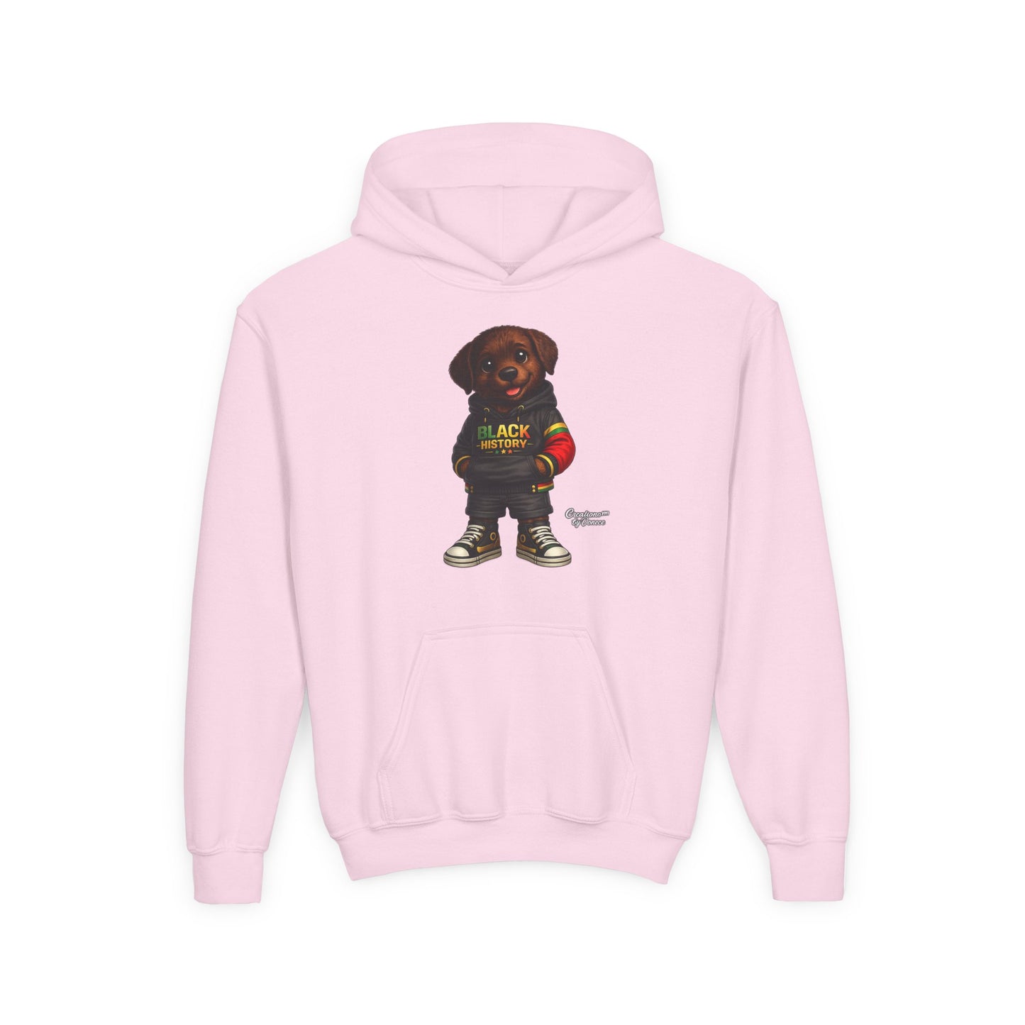 Youth Hoodie - Cute Rottweiler Puppy 'Black History' Graphic Sweatshirt for Kids