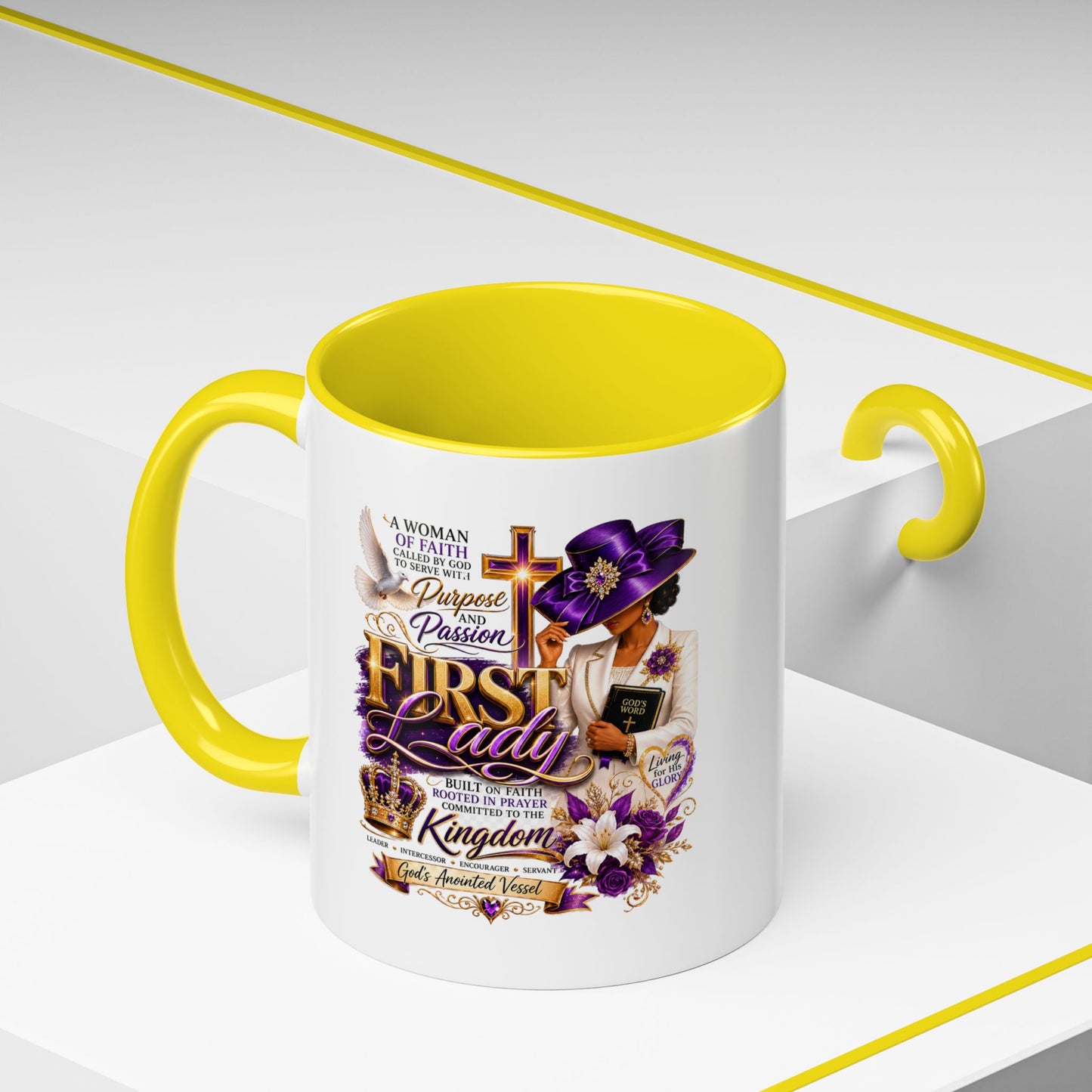 First Lady of Faith Accent Coffee Mug — Inspirational Christian Gift (11/15oz)