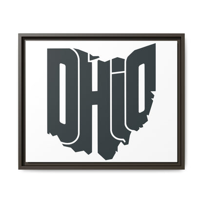Ohio State Silhouette Matte Framed Canvas — Modern State Wall Art