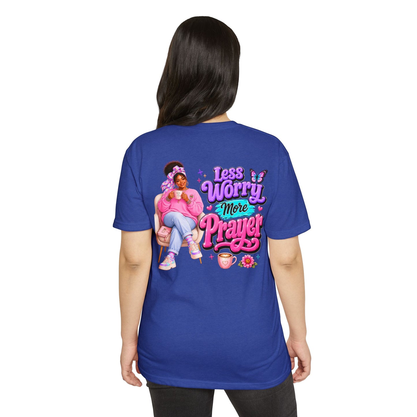 Less Worry More Prayer Tee — Inspirational Christian Graphic T-Shirt