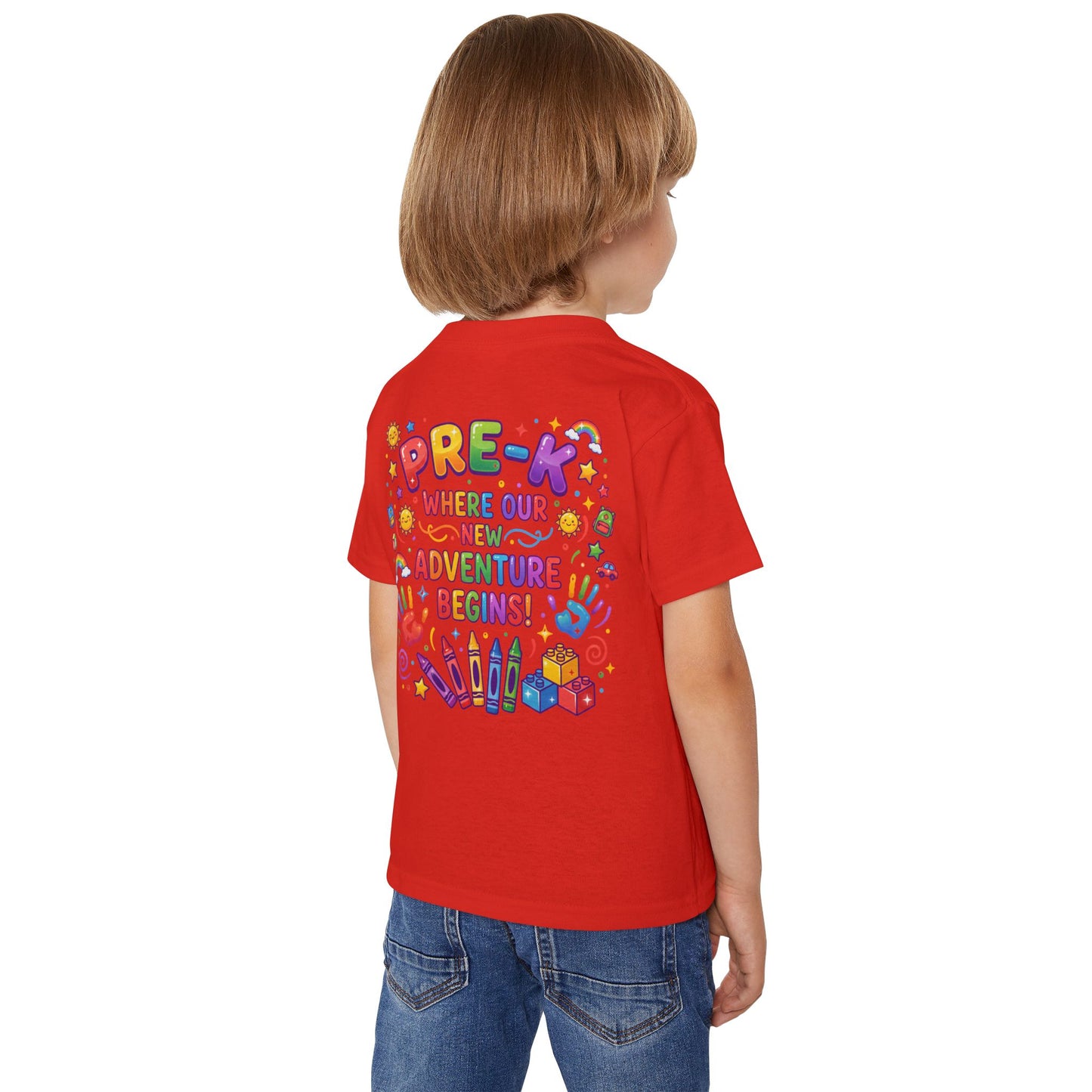 Toddler T‑Shirt — "Pre-K: Where Our New Adventure Begins!" Colorful Back-to-School Tee