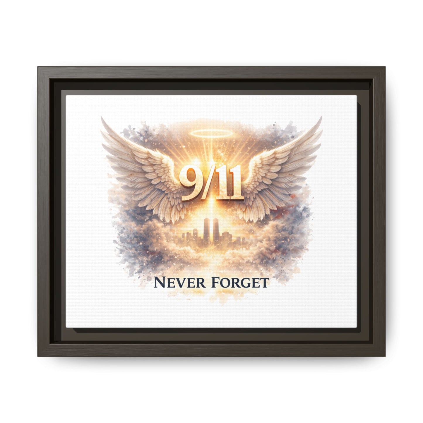 9/11 Memorial Matte Canvas Print — "Never Forget" Framed Wall Art