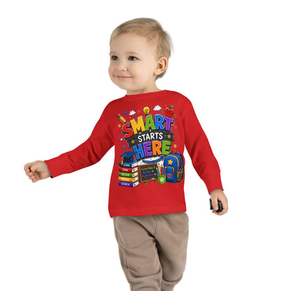 Smart Starts Here Toddler Long Sleeve Tee — Back-to-School Kids Shirt