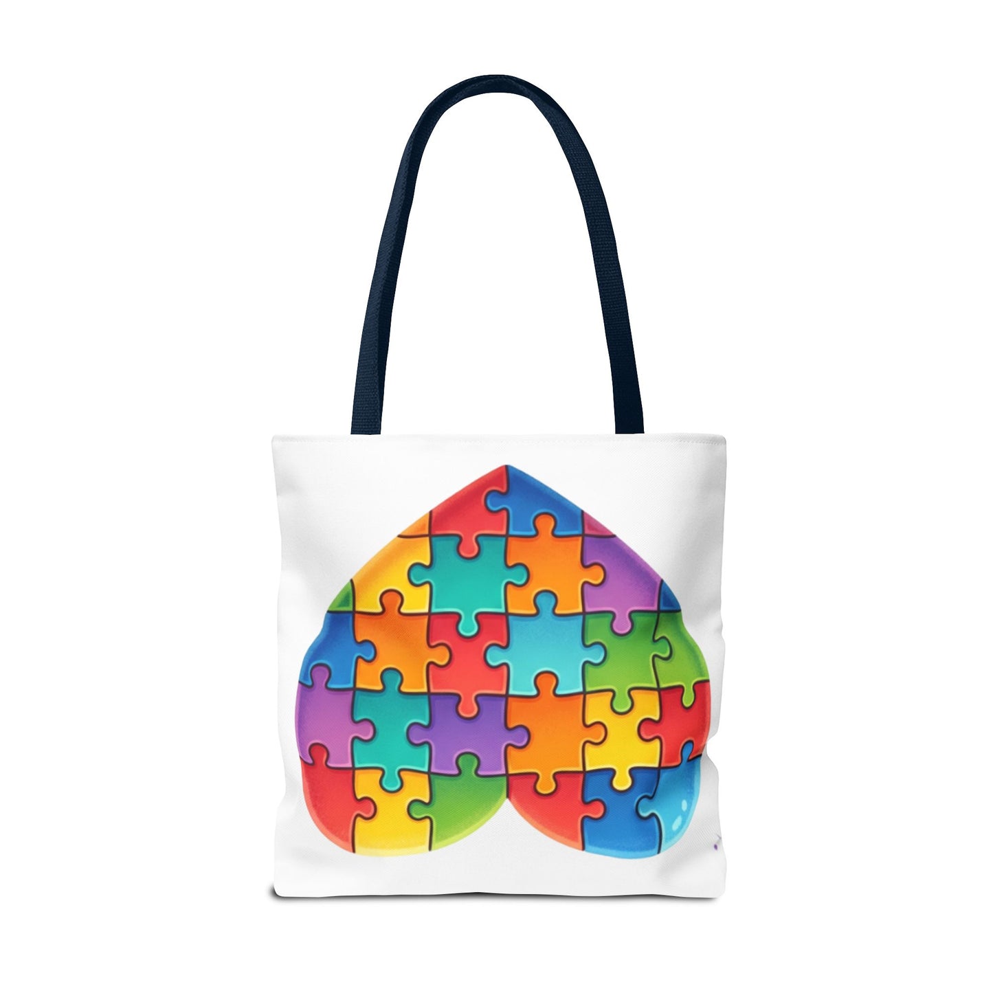 Autism Puzzle Heart Tote Bag - Colorful Awareness Canvas Tote