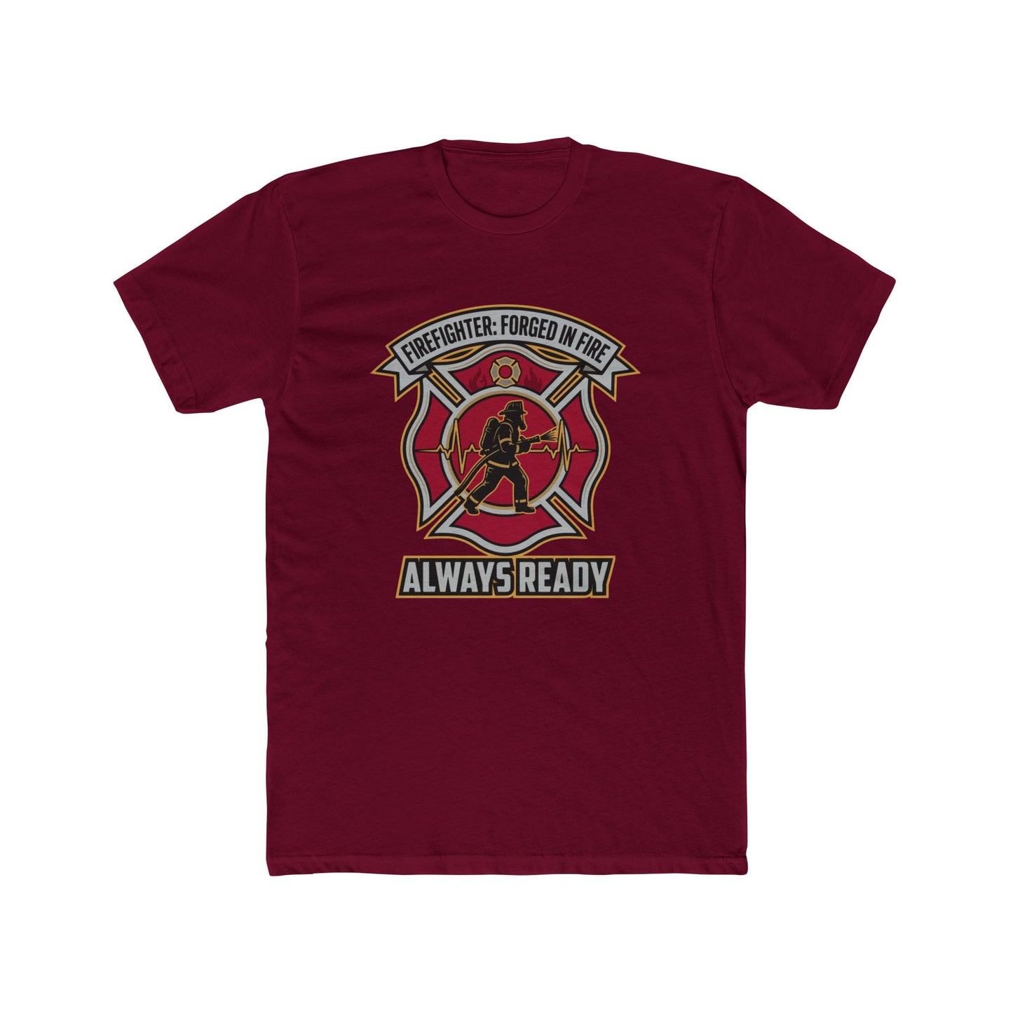 Firefighter Maltese Cross T‑Shirt — "Always Ready" Crew Tee