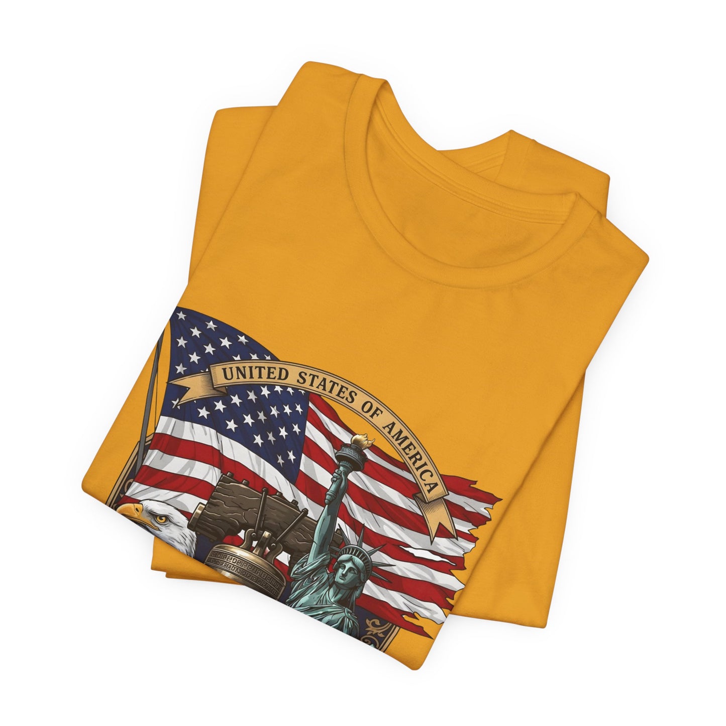 Liberty 250th Anniversary T-Shirt — American Flag, Liberty Bell & Statue of Liberty Tee