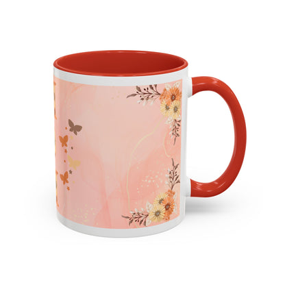 Mom Floral Accent Coffee Mug – Pink Butterfly Mother's Day Gift (11/15oz)