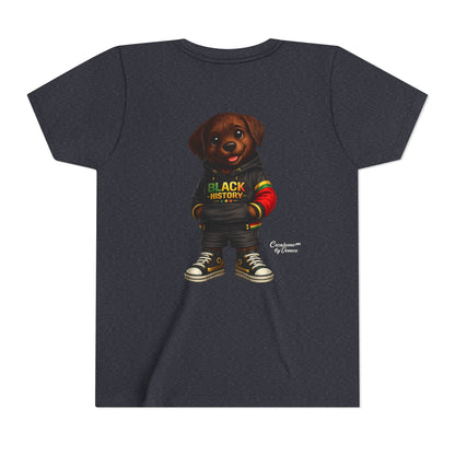 Youth Tee — Cute Puppy 'Black History' Graphic Shirt