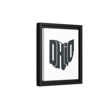 Ohio State Shape Matte Canvas Wall Art — Framed Modern State Typography Print