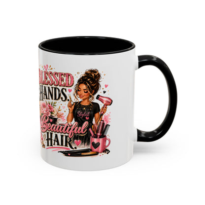 Blessed Hands Beautiful Hair Coffee Mug — Stylist Barber Hairdresser Gift