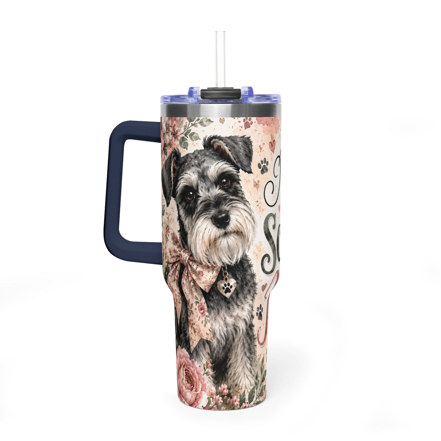 Miniature Schnauzer Mama 40oz Vacuum Tumbler — Insulated Travel Mug with Handle