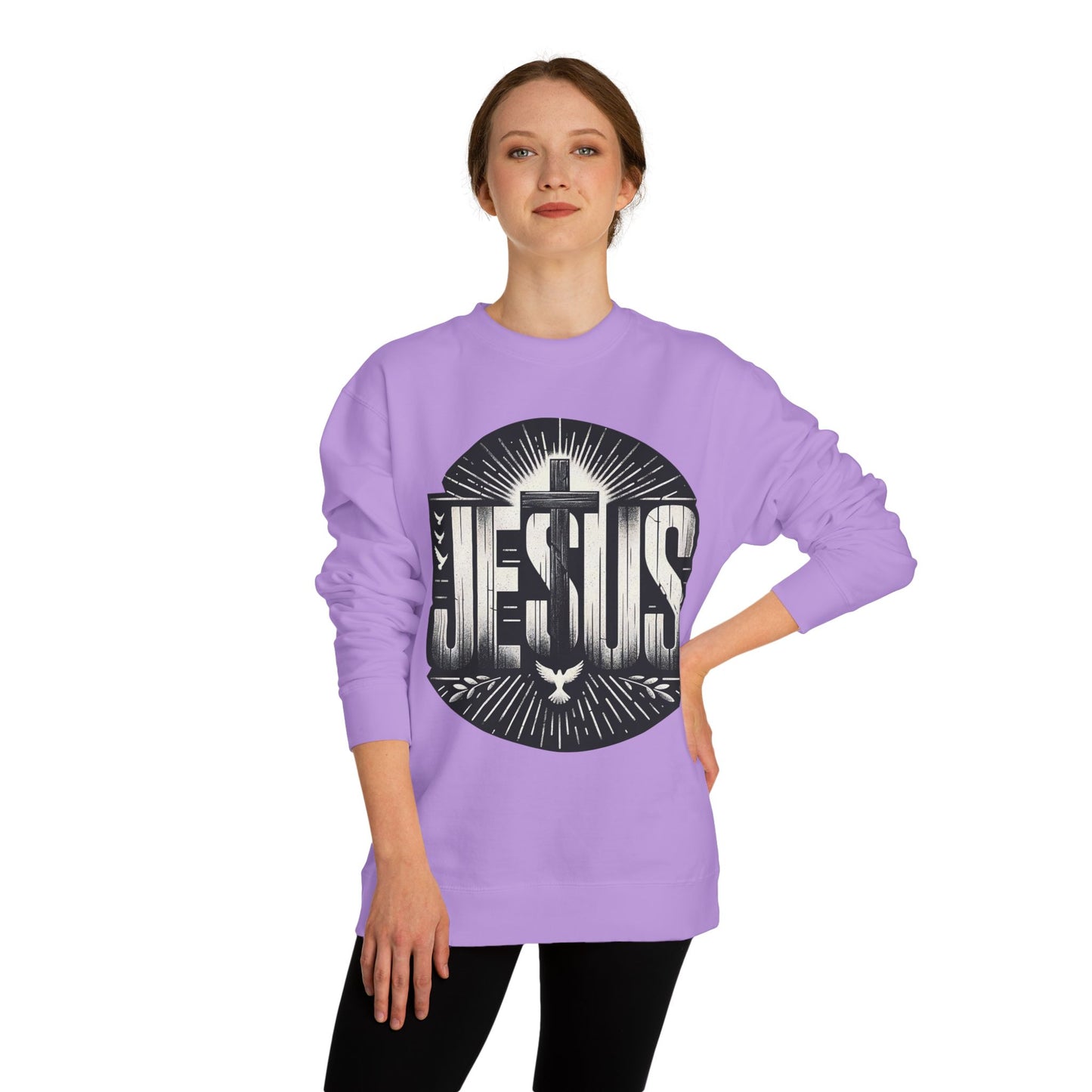 Jesus Graphic Sweatshirt — Vintage Religious Cross & Lamb Crewneck