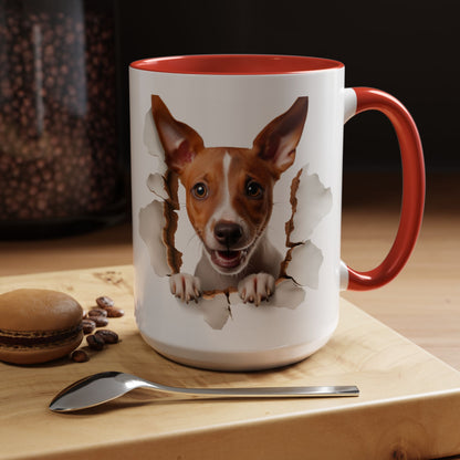 Basenji Puppy Peeking Accent Coffee Mug — Cute Dog Lover Gift (11/15 oz)