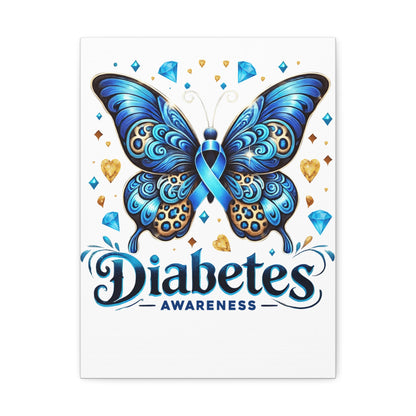 Diabetes Awareness Butterfly Stretched Canvas