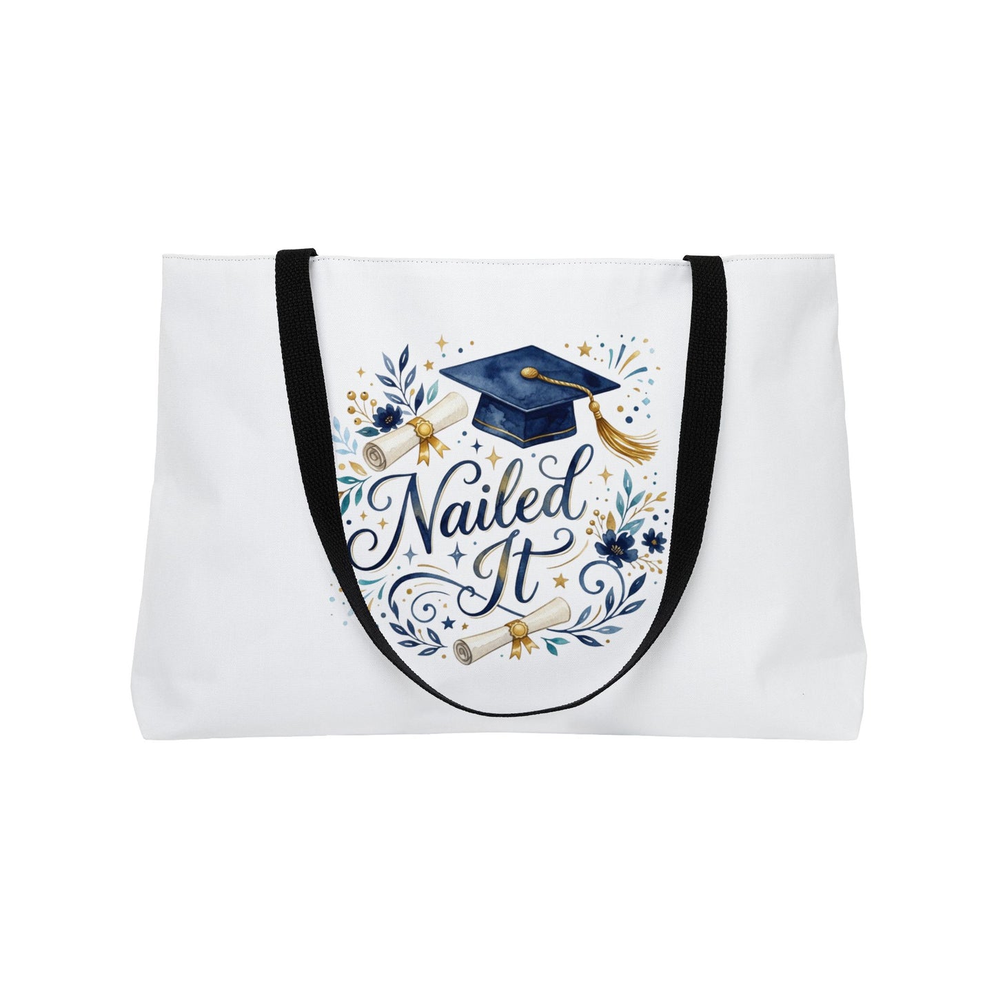 Graduation Weekender Tote Bag - "Nailed It" Cap & Confetti Design