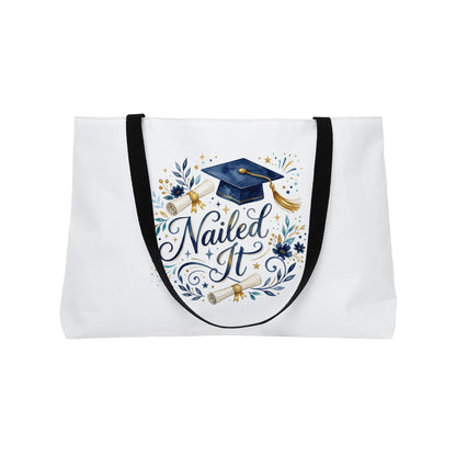 Graduation Weekender Tote Bag - "Nailed It" Cap & Confetti Design