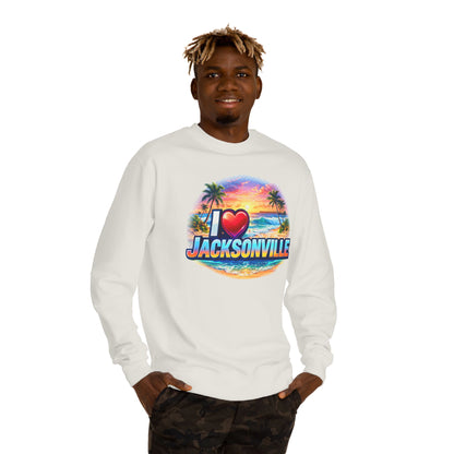 I Love Jacksonville Sweatshirt — Vintage Sunset Beach Crewneck