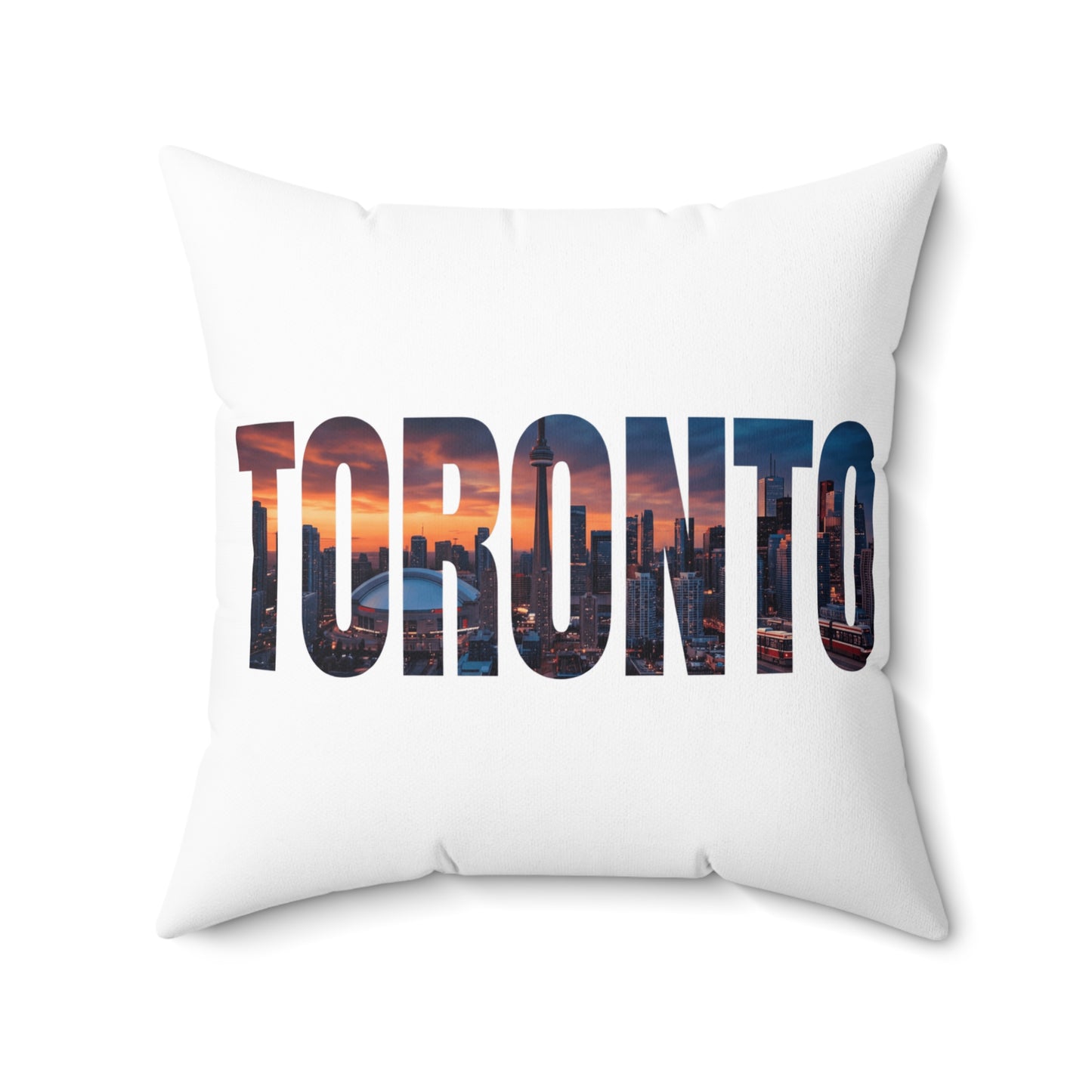Toronto Skyline Throw Pillow — City Name Photo-Print Accent Pillow