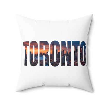 Toronto Skyline Throw Pillow — City Name Photo-Print Accent Pillow