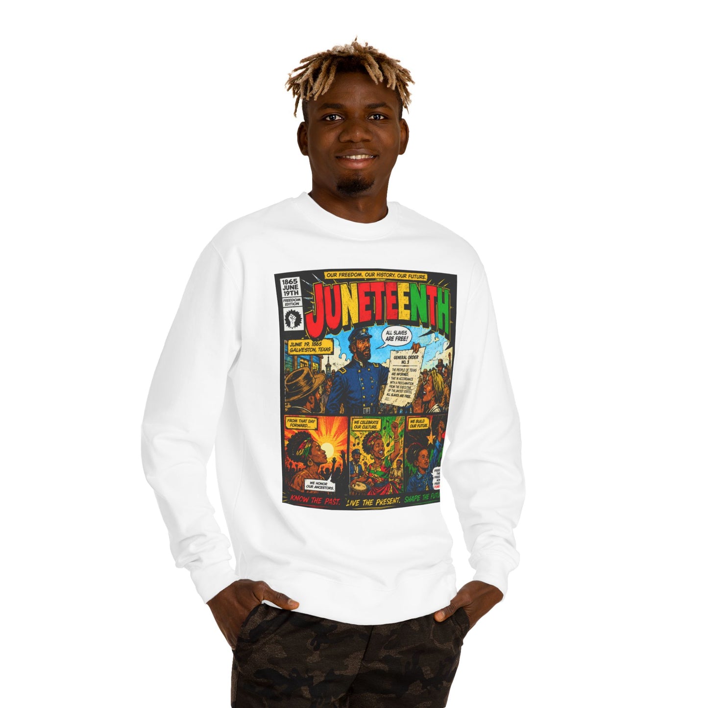 Juneteenth Comic Sweatshirt — Juneteenth Celebration Graphic Crewneck