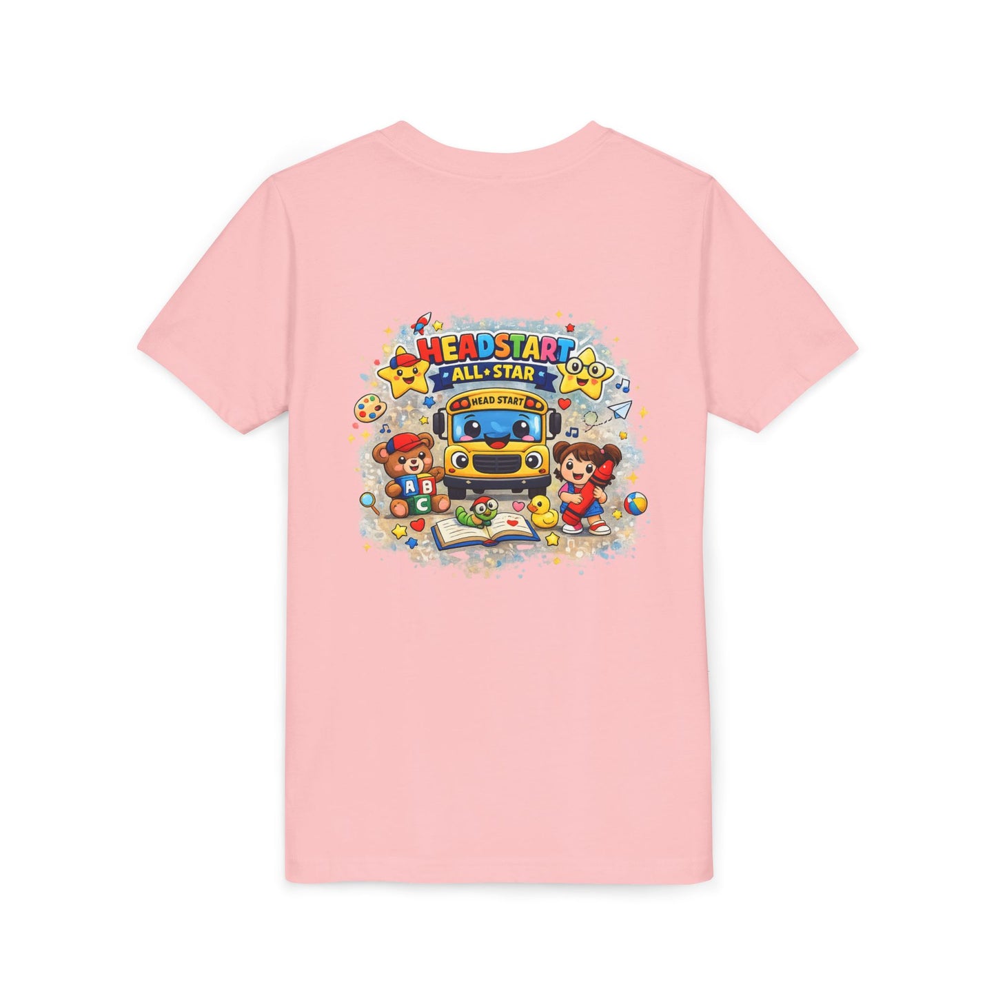Youth Tee — "Headstart All-Star" Cute School Bus & Characters Back-to-School Shirt