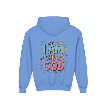 Youth Hoodie — "I Am a Child of God" Inspirational Kids Hooded Sweatshirt