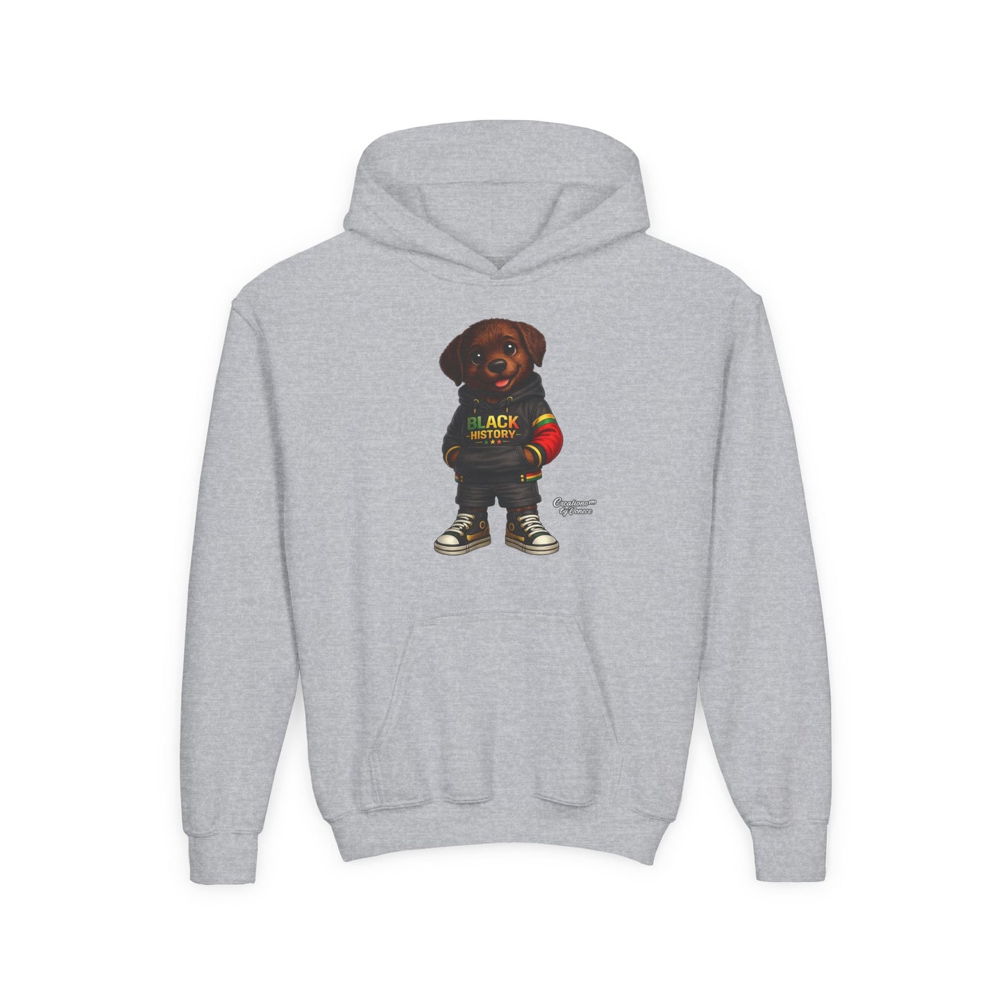 Youth Hoodie - Cute Rottweiler Puppy 'Black History' Graphic Sweatshirt for Kids