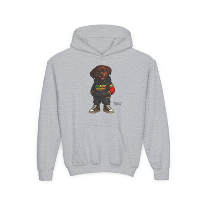 Youth Hoodie - Cute Rottweiler Puppy 'Black History' Graphic Sweatshirt for Kids