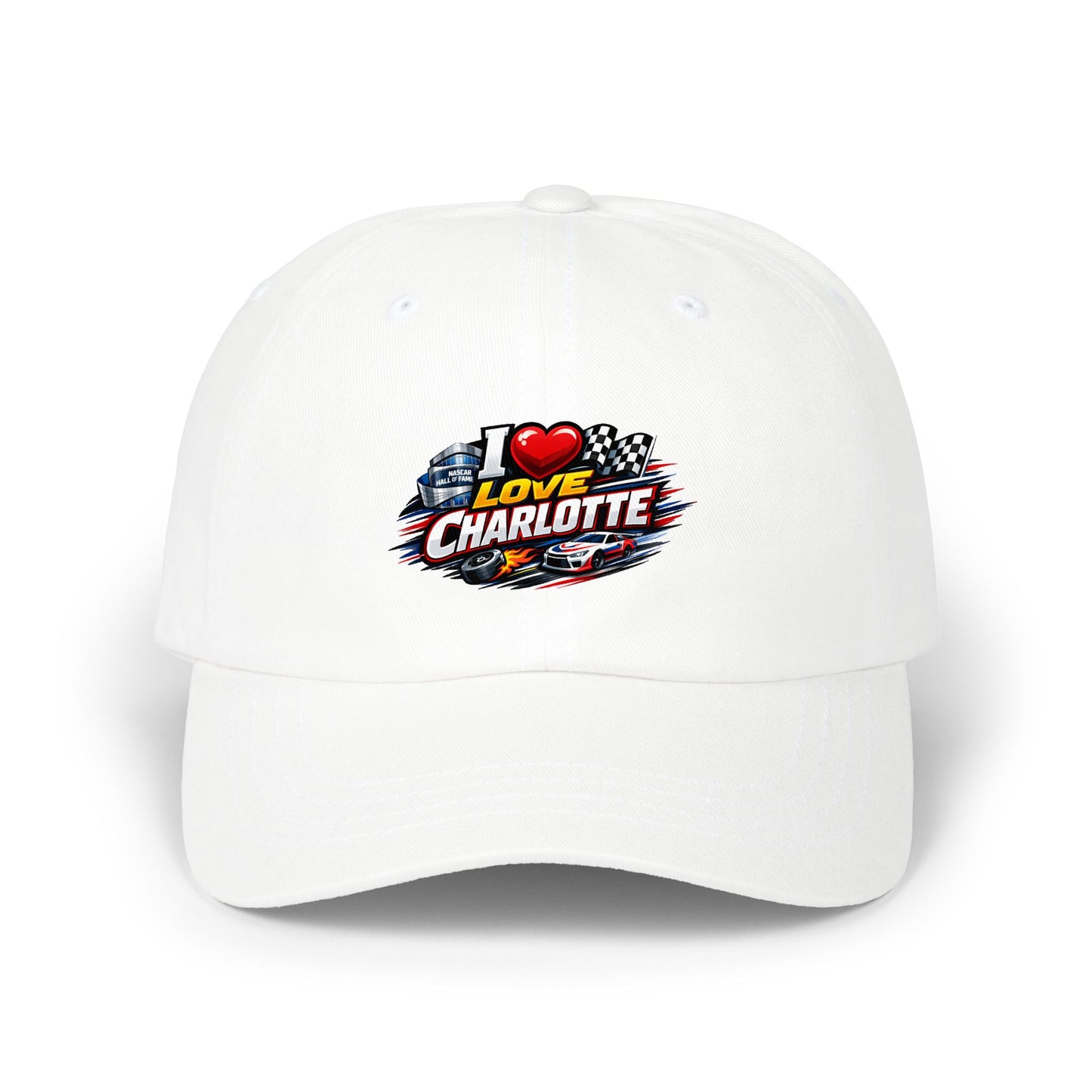 I Love Charlotte Dad Cap – Retro Racing Graphic Baseball Hat