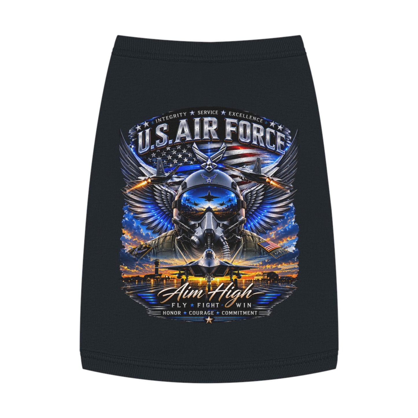 U.S. Air Force Pet Tank Top - "Aim High" Military Pilot Dog Shirt