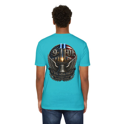 9/11 Never Forget Memorial T-Shirt — Twin Towers Tribute Tee
