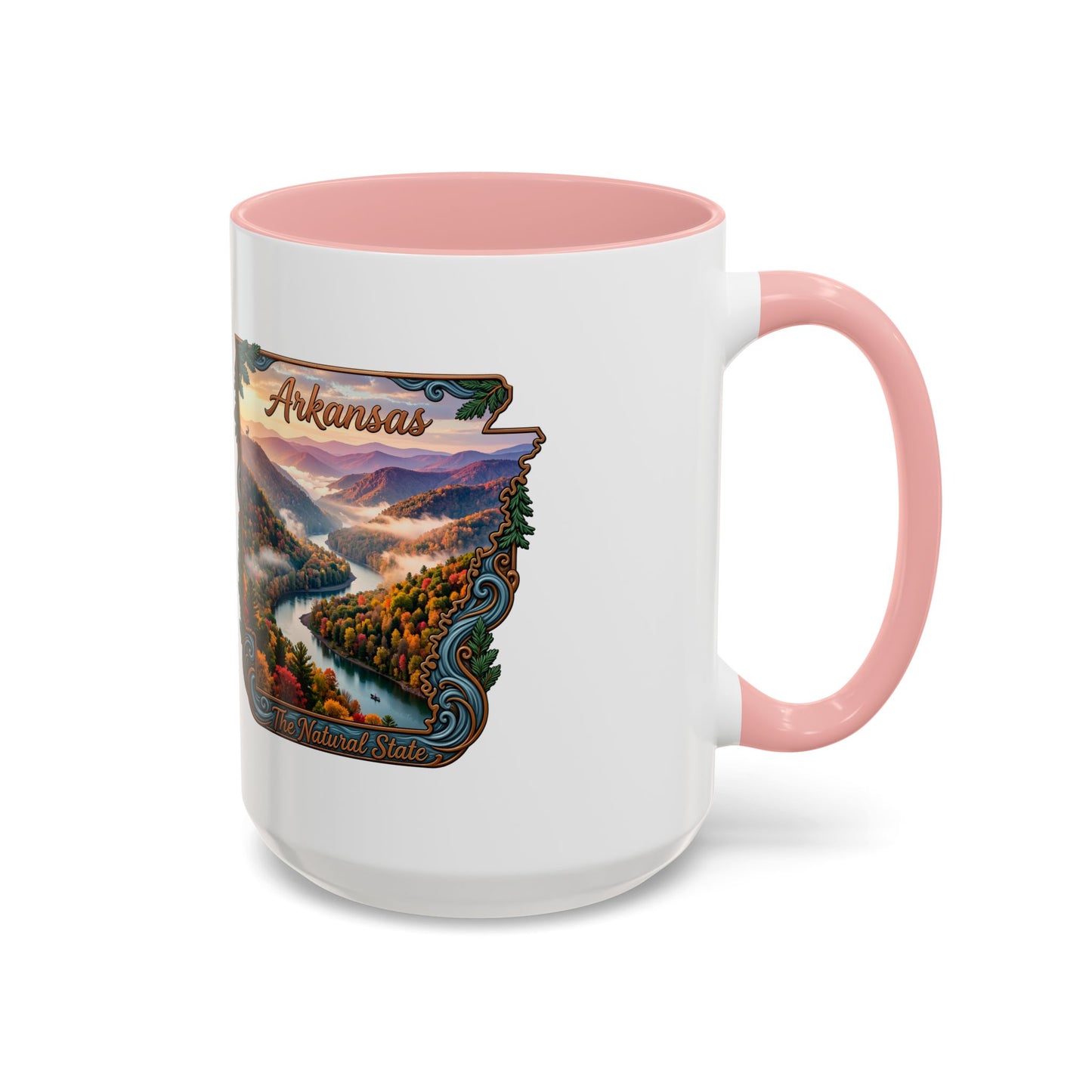 Arkansas Scenic Coffee Mug — Vintage State Map River Landscape (11/15 oz)