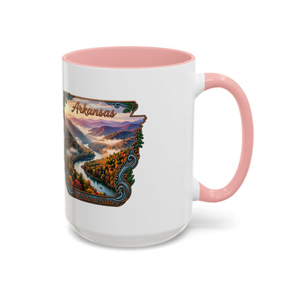 Arkansas Scenic Coffee Mug — Vintage State Map River Landscape (11/15 oz)