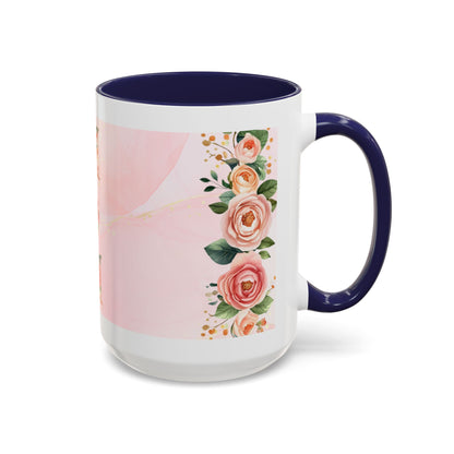 Mom Floral Accent Coffee Mug – Pink Rose Mother's Day Gift (11/15 oz)