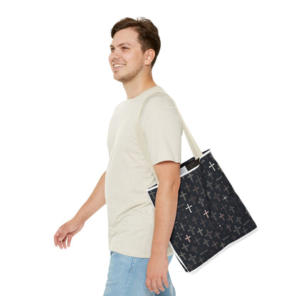 Cross Pattern Tote Bag — Faith & Grace Religious All-Over Print Tote
