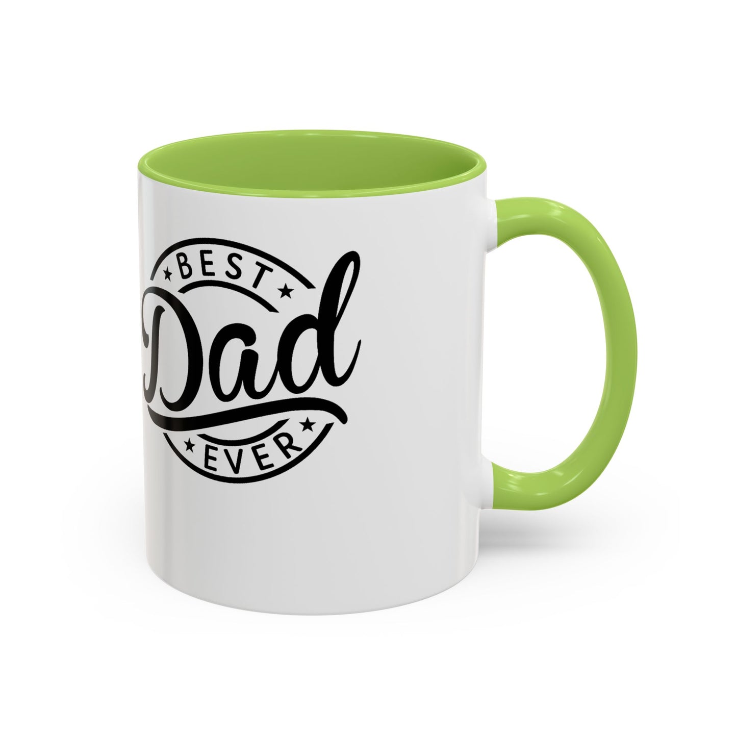 Best Dad Ever Accent Coffee Mug — Black Handle & Inner Rim, Father's Day Gift (11oz & 15oz)