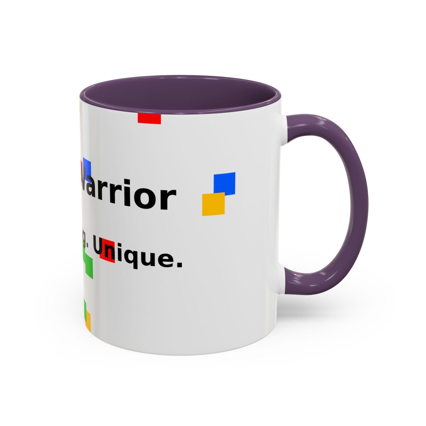 Autism Warrior Accent Coffee Mug – Bold Puzzle Pieces, Proud. Strong. Unique. (11/15oz)