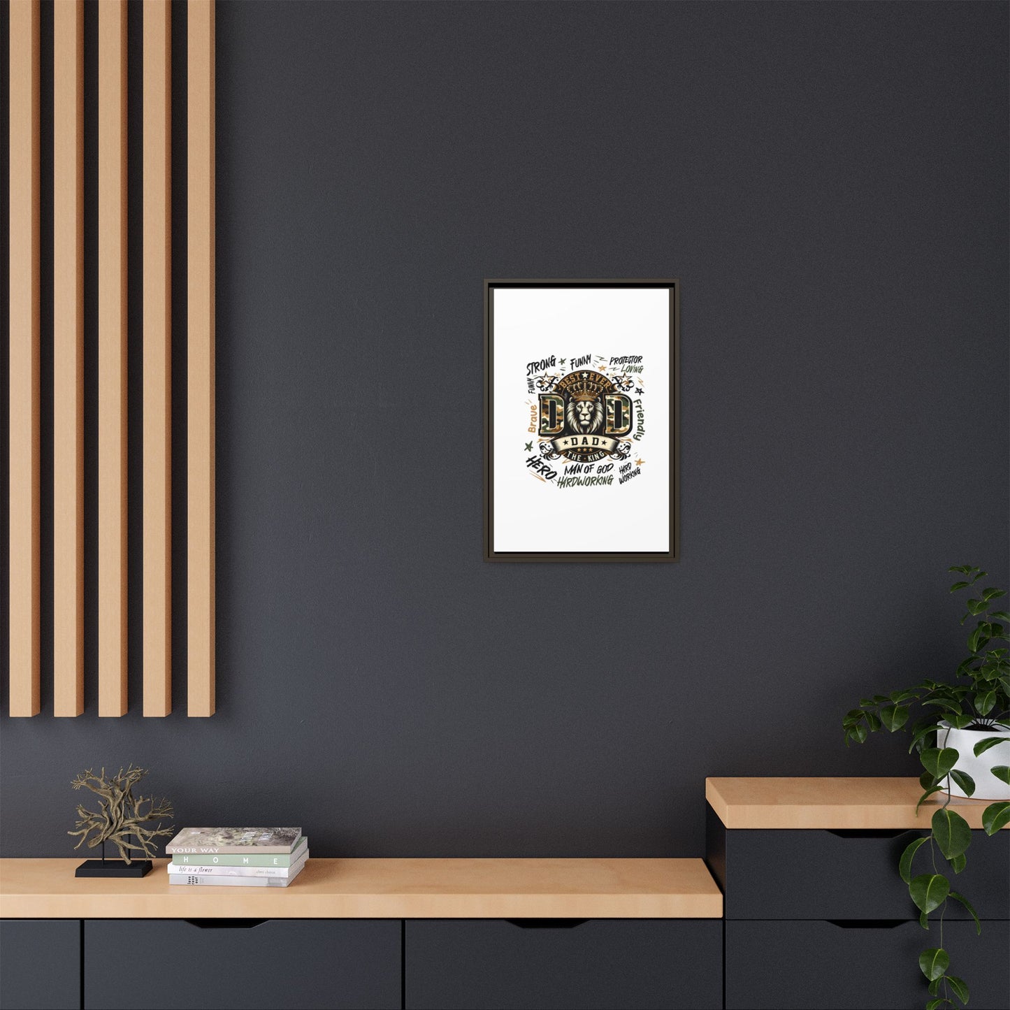 Framed Matte Canvas 'Best Ever DAD' Wall Art – Lion King Design, Father’s Day Gift
