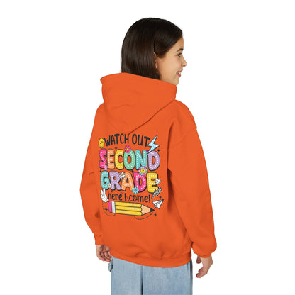 Second Grade Hoodie - "Watch Out Second Grade Here I Come" Back-to-School Kids Sweatshirt