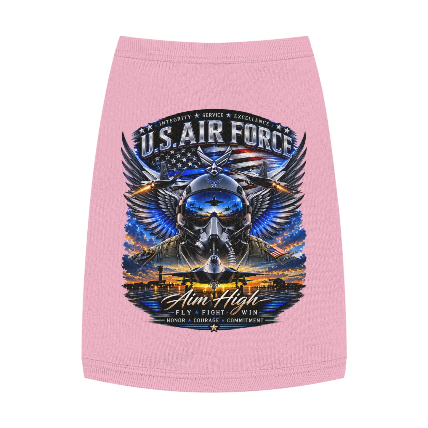 U.S. Air Force Pet Tank Top - "Aim High" Military Pilot Dog Shirt