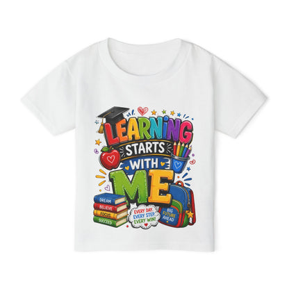 Toddler T-Shirt — "Learning Starts With Me" Colorful Back-to-School Tee