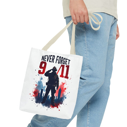 Never Forget 9/11 Tribute Tote Bag — Memorial Patriotic Canvas Carryall