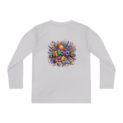 Youth Preschool Long Sleeve Tee - Colorful School Supplies Design