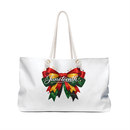Juneteenth Ribbon Weekender Bag — Patriotic Celebration Travel Tote