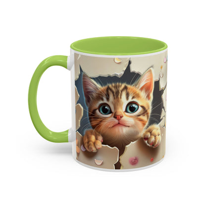 Cute Peekaboo Kitten Accent Coffee Mug — Cat Lover Gift (11/15oz)