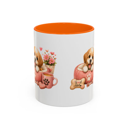Cute Puppy Coffee Mug — Adorable 'Good Girl' Dog Design, Accent 11/15oz