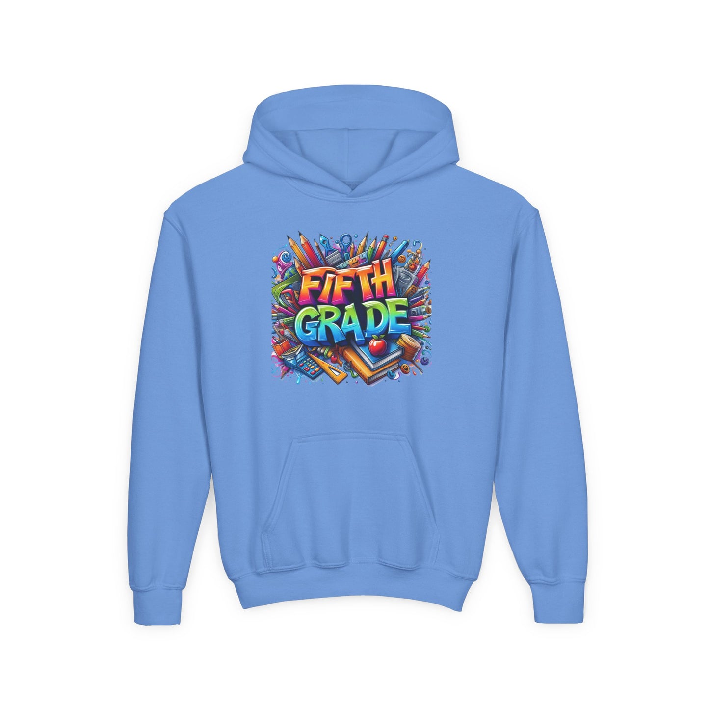Fifth Grade Kids Hoodie - Colorful School Supplies Back-to-School Sweatshirt