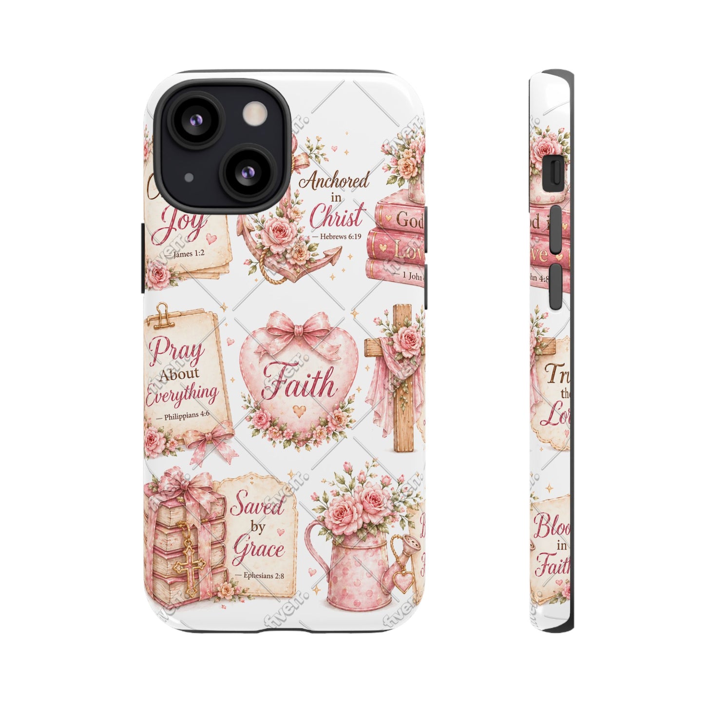 Faith Floral Phone Case – Christian Inspirational Scripture iPhone Cover (Choose Joy, Pray, Faith)