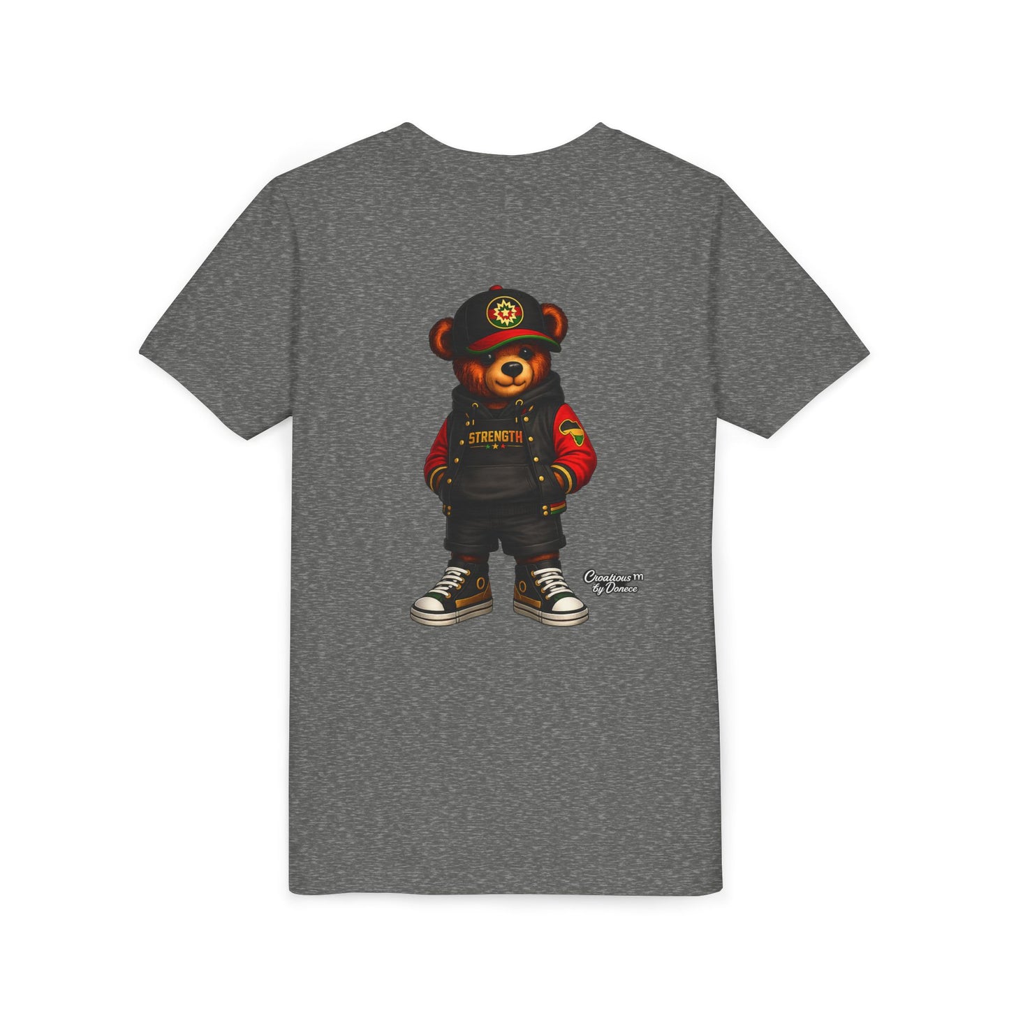 Kids Teddy Bear Streetwear Tee — 'Strength' Graphic Youth T-Shirt
