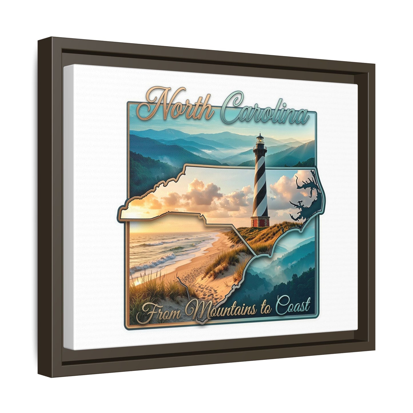 North Carolina Matte Canvas Wall Art — "From Mountains to Coast" Framed Print